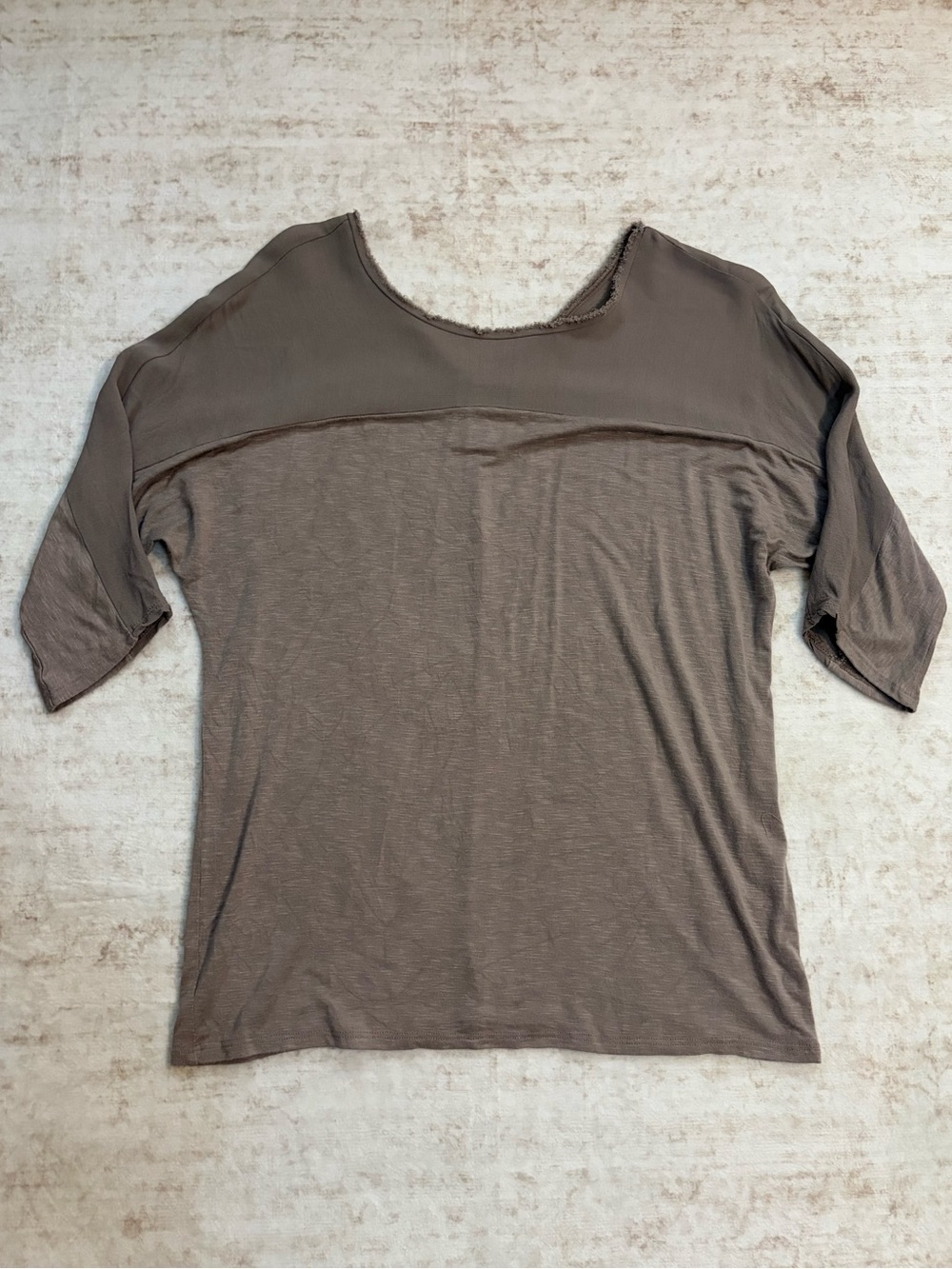 DOLAN M semi sheer, mixed media  tan blouse